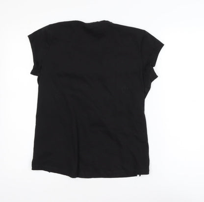 LA Gear Women's Black V-Neck Short Sleeve Cotton T-Shirt Size 14