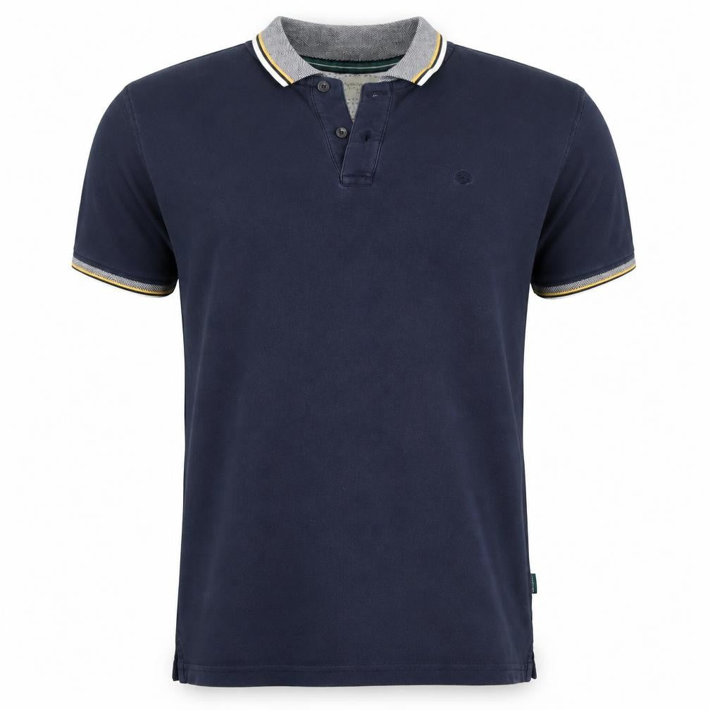 Racing Green Men's Blue Cotton Short Sleeve Polo Shirt L