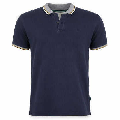 Racing Green Men's Blue Cotton Short Sleeve Polo Shirt L