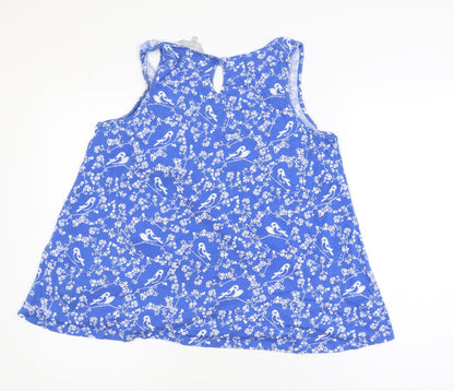 Red Herring Womens Blue Floral Bird Print Cotton Modal Tank Top Size 16