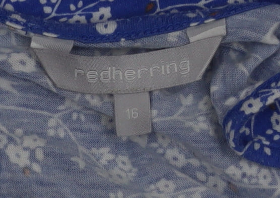 Red Herring Womens Blue Floral Bird Print Cotton Modal Tank Top Size 16
