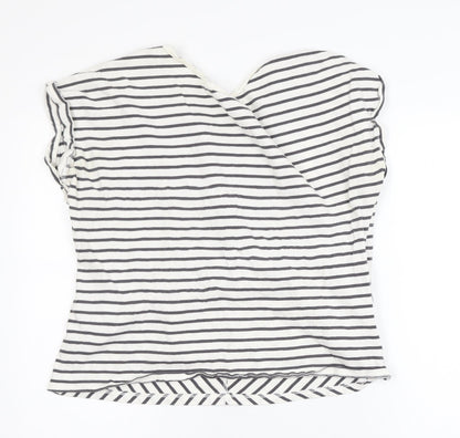 Mint Velvet Womens White Striped Wrap Blouse L