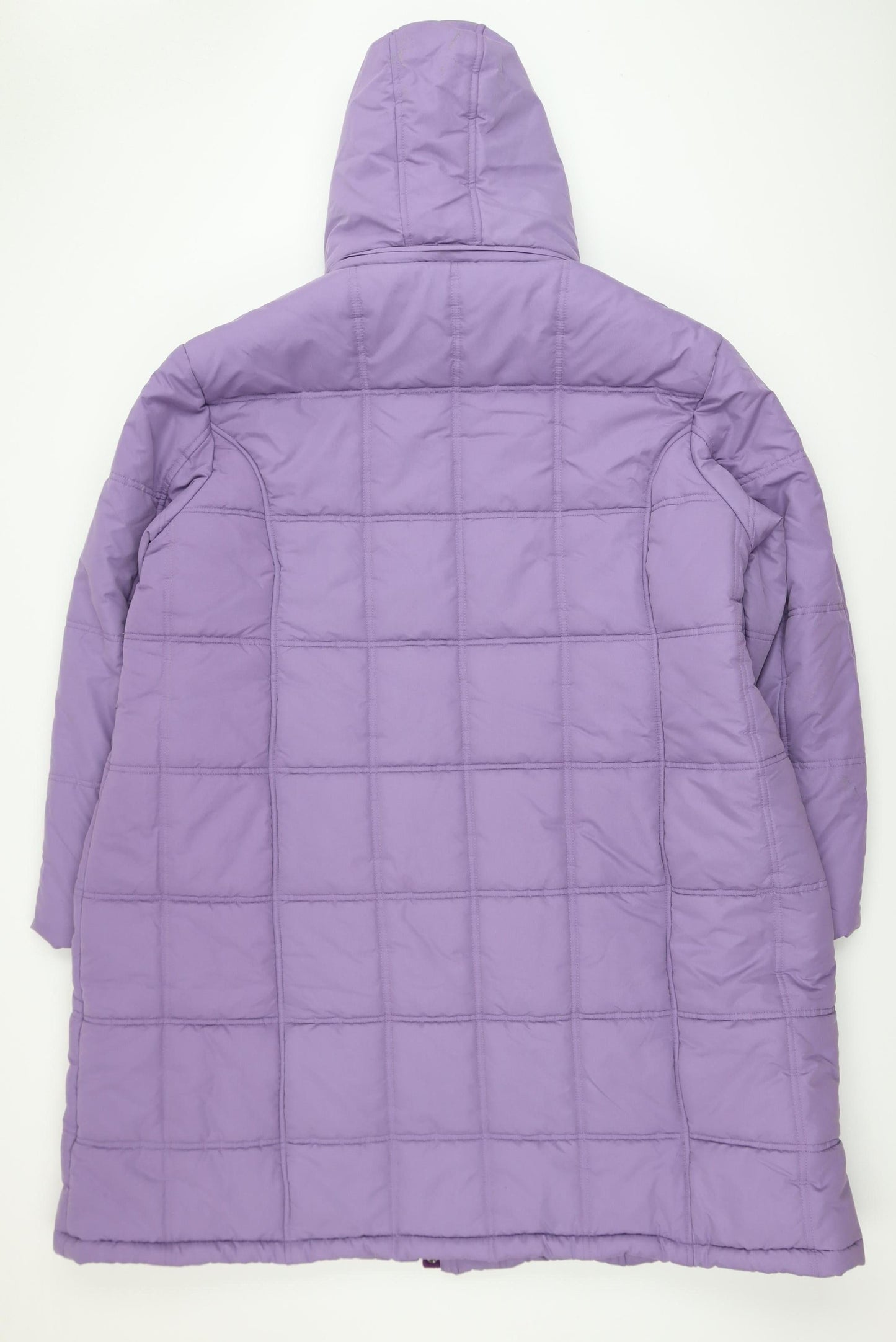 Cotton Traders Womens Purple Long Puffer Coat Size 26 Hooded Winter Jacket
