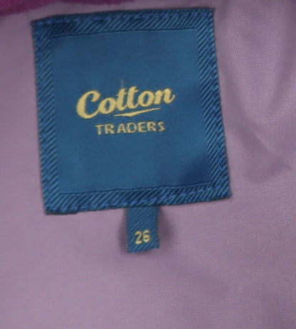 Cotton Traders Womens Purple Long Puffer Coat Size 26 Hooded Winter Jacket