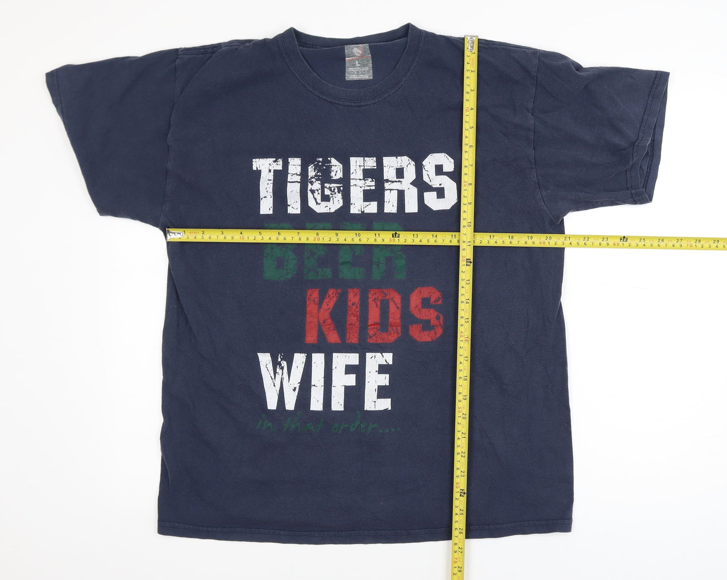 Leicester Tigers Mens Blue Funny Graphic Cotton T-Shirt Size L