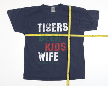 Leicester Tigers Mens Blue Funny Graphic Cotton T-Shirt Size L