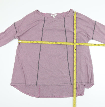 Thought Womens Purple Striped Long Sleeve Jersey Top Size 10