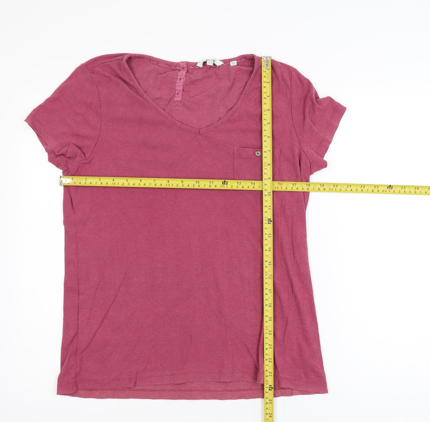 FatFace Womens Pink Short Sleeve V-Neck Cotton T-Shirt UK14