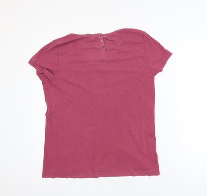 FatFace Womens Pink Short Sleeve V-Neck Cotton T-Shirt UK14