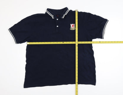 L.F.C. Men's Blue Cotton Short Sleeve Polo Shirt Large