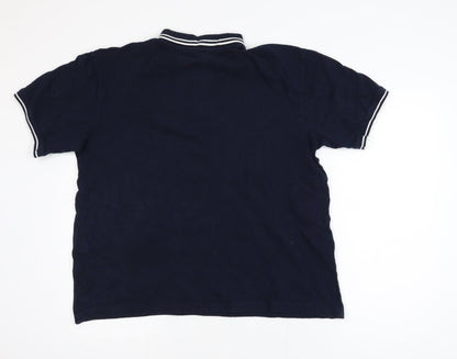 L.F.C. Men's Blue Cotton Short Sleeve Polo Shirt Large