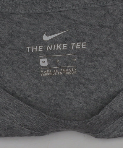 Nike Men's Grey Crew Neck Short Sleeve Cotton T-Shirt Size M