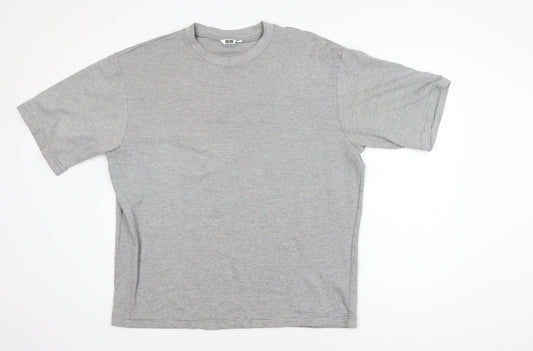 Uniqlo Men’s Grey Striped Crew Neck T-Shirt XL Regular Fit
