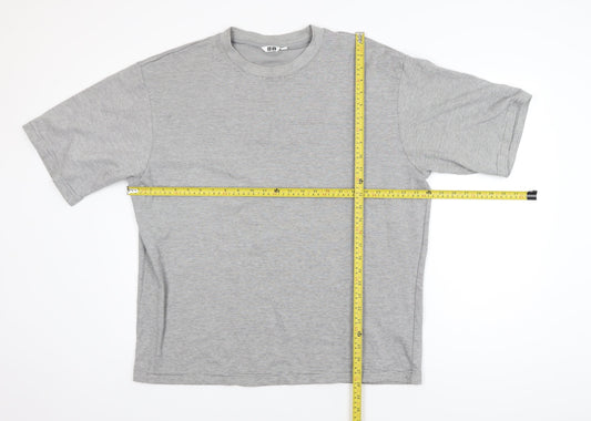 Uniqlo Men’s Grey Striped Crew Neck T-Shirt XL Regular Fit
