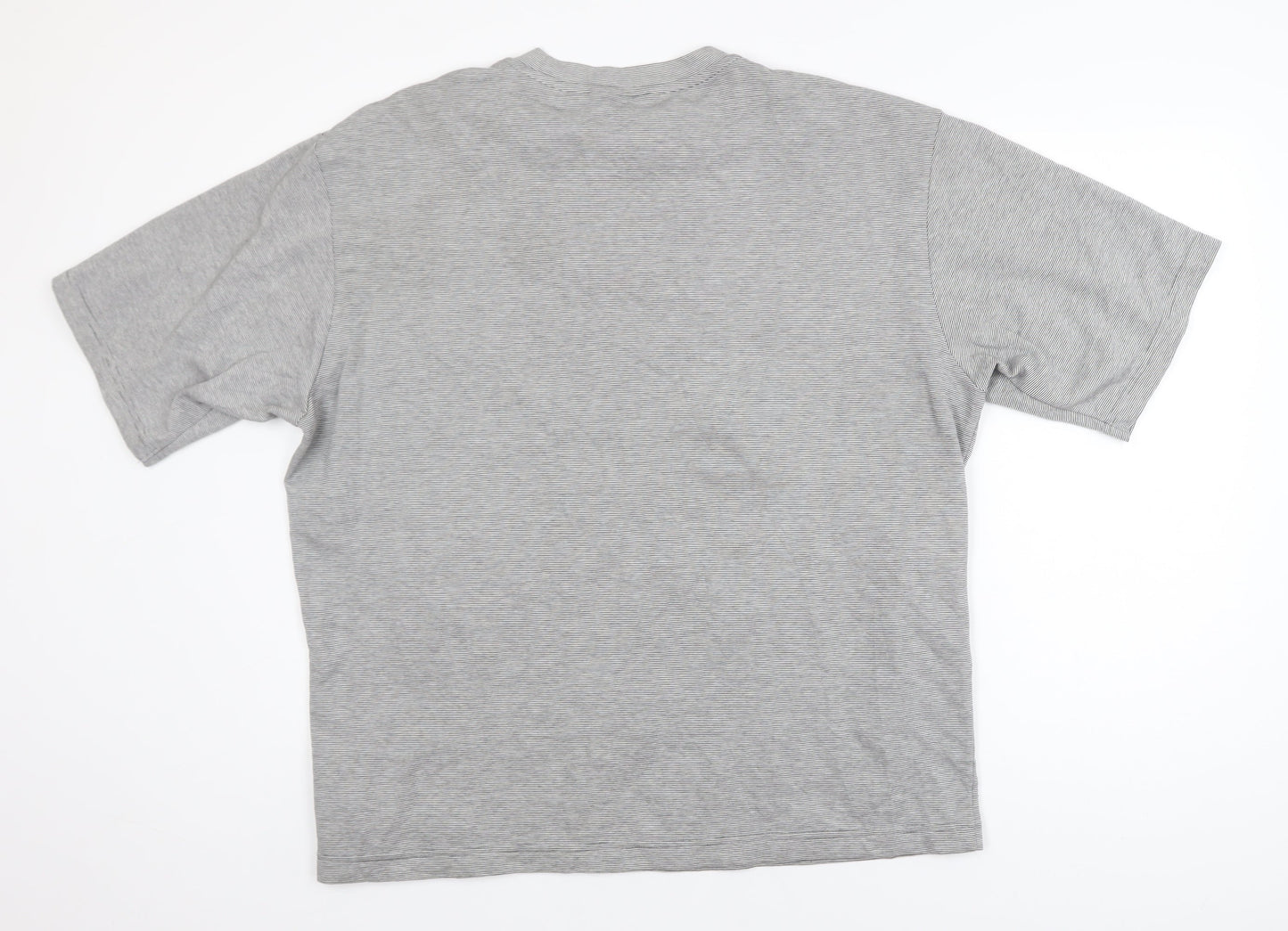 Uniqlo Men’s Grey Striped Crew Neck T-Shirt XL Regular Fit