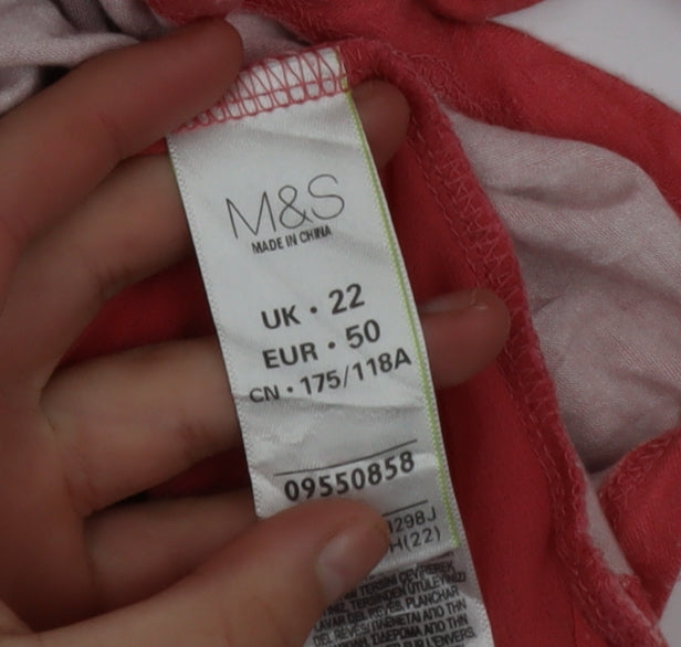 Marks and Spencer Women’s Pink Floral Butterfly Short Sleeve T-Shirt Size 22