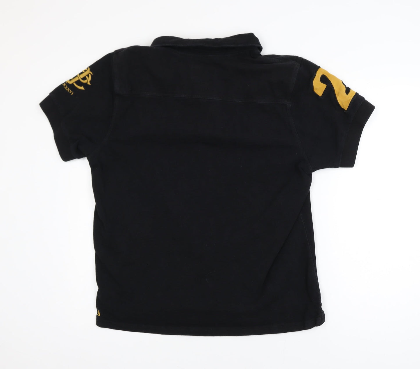 Joules Men's Black Sporty Fit Polo Shirt L Embroidered Logo Cotton