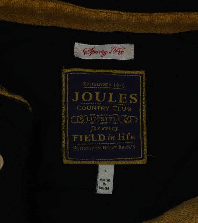 Joules Men's Black Sporty Fit Polo Shirt L Embroidered Logo Cotton