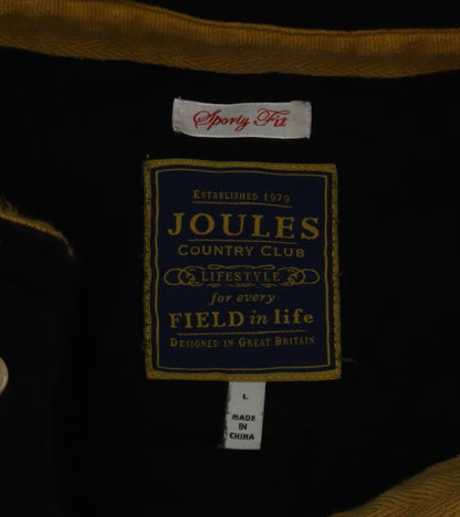 Joules Men's Black Sporty Fit Polo Shirt L Embroidered Logo Cotton
