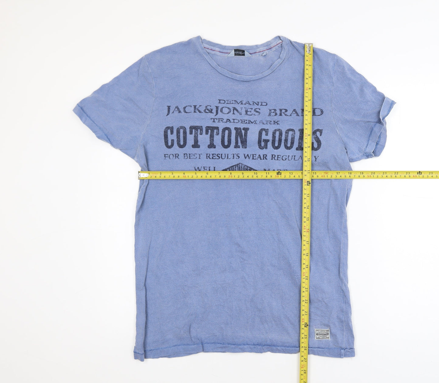 Jack & Jones Men's Blue Vintage Graphic Cotton T-Shirt Size L