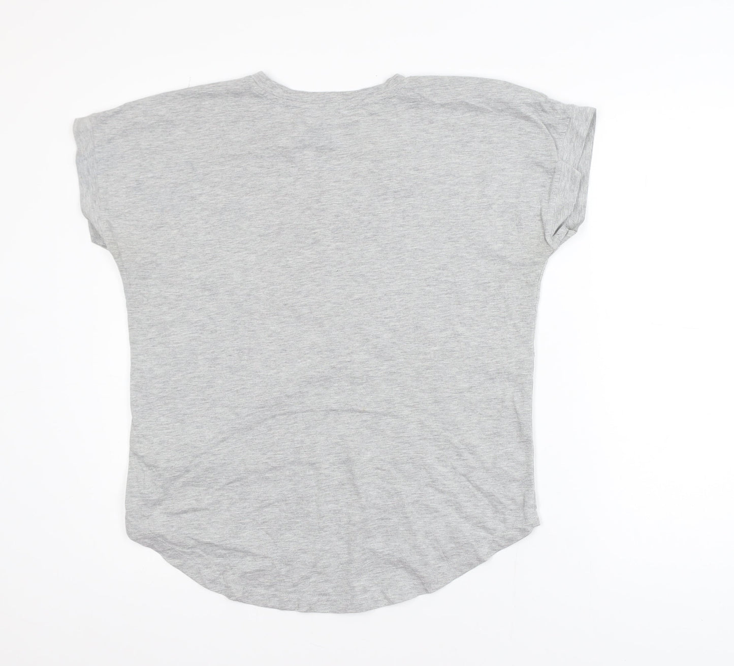 Next Women’s Grey Heart Print V-Neck Cotton Blend T-Shirt Size 14