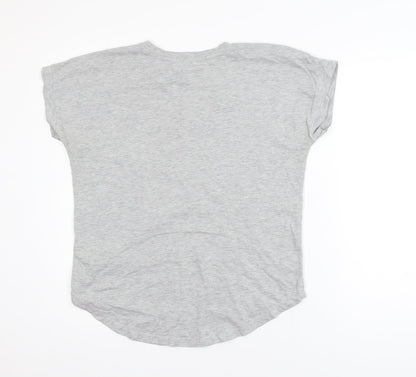 Next Women’s Grey Heart Print V-Neck Cotton Blend T-Shirt Size 14