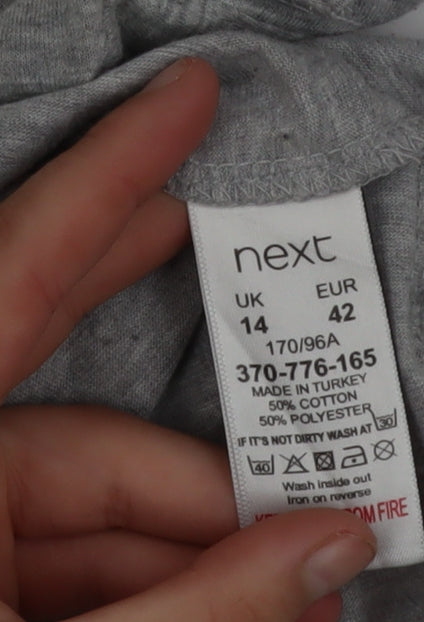 Next Women’s Grey Heart Print V-Neck Cotton Blend T-Shirt Size 14