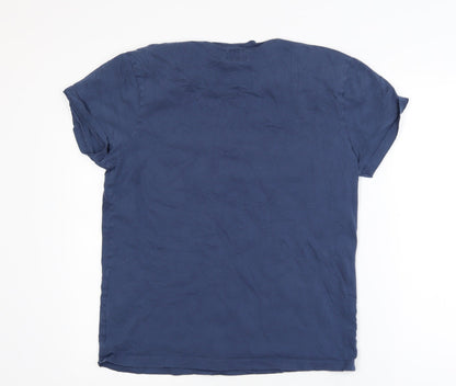 Bask In The Sun Men's Blue Graphic Beard T-Shirt Size M Organic Cotton