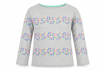 Johnnie B Girls Grey Multicoloured Star Print Long Sleeve Cotton T-Shirt 13-14 Years