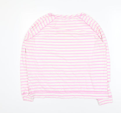 Joules Women Pink White Striped Long Sleeve Cotton T-Shirt Size 14
