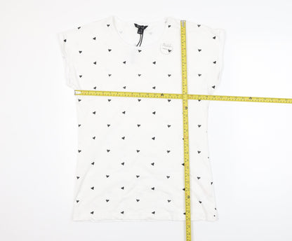 Miso Women’s White Heart Print Cotton T-Shirt Size 18