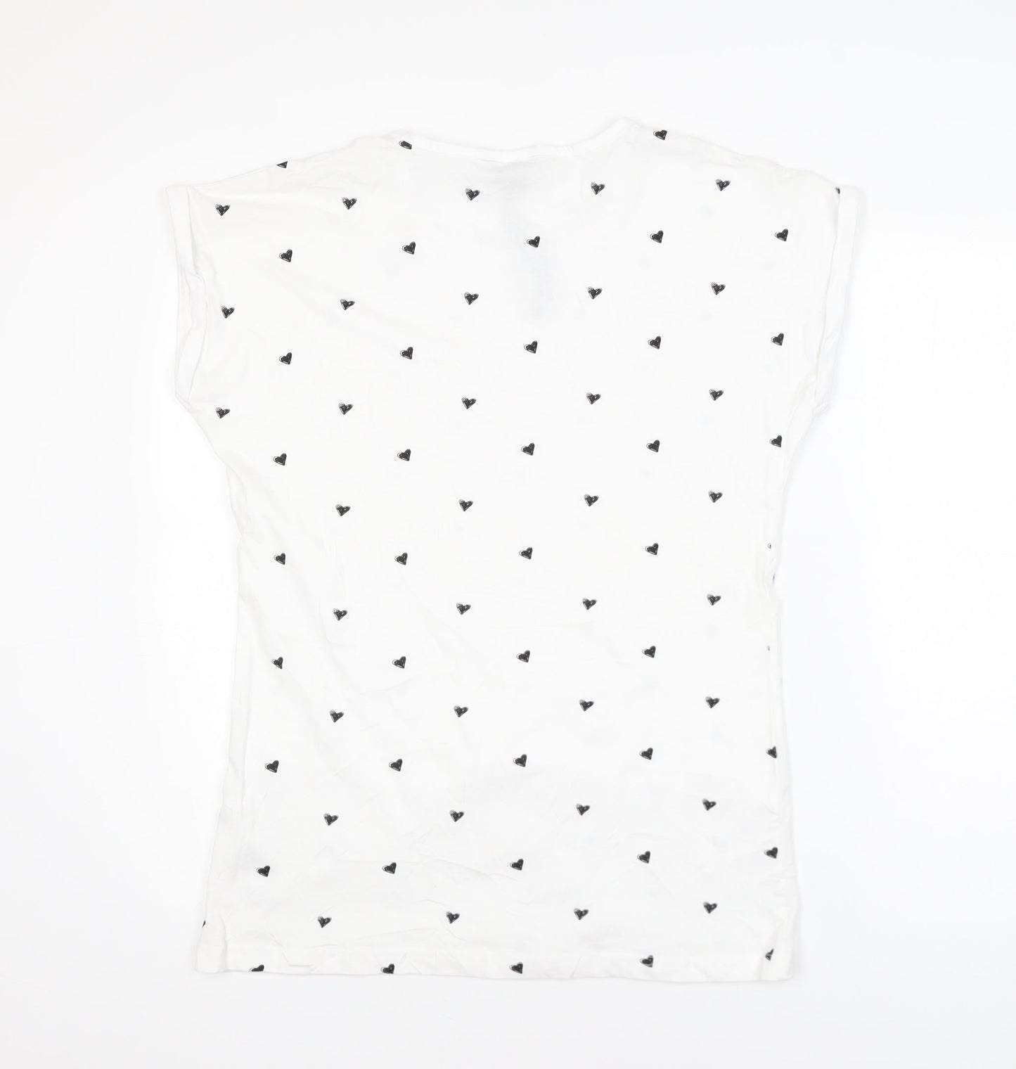 Miso Women’s White Heart Print Cotton T-Shirt Size 18