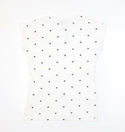 Miso Women’s White Heart Print Cotton T-Shirt Size 18
