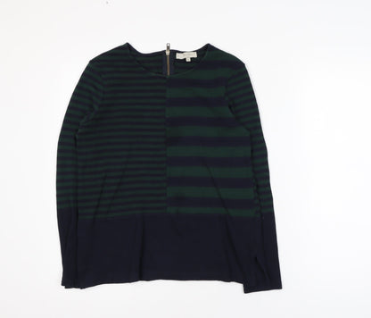 Hobbs Women’s Blue Striped Crew Neck Cotton Long Sleeve Jumper Size M