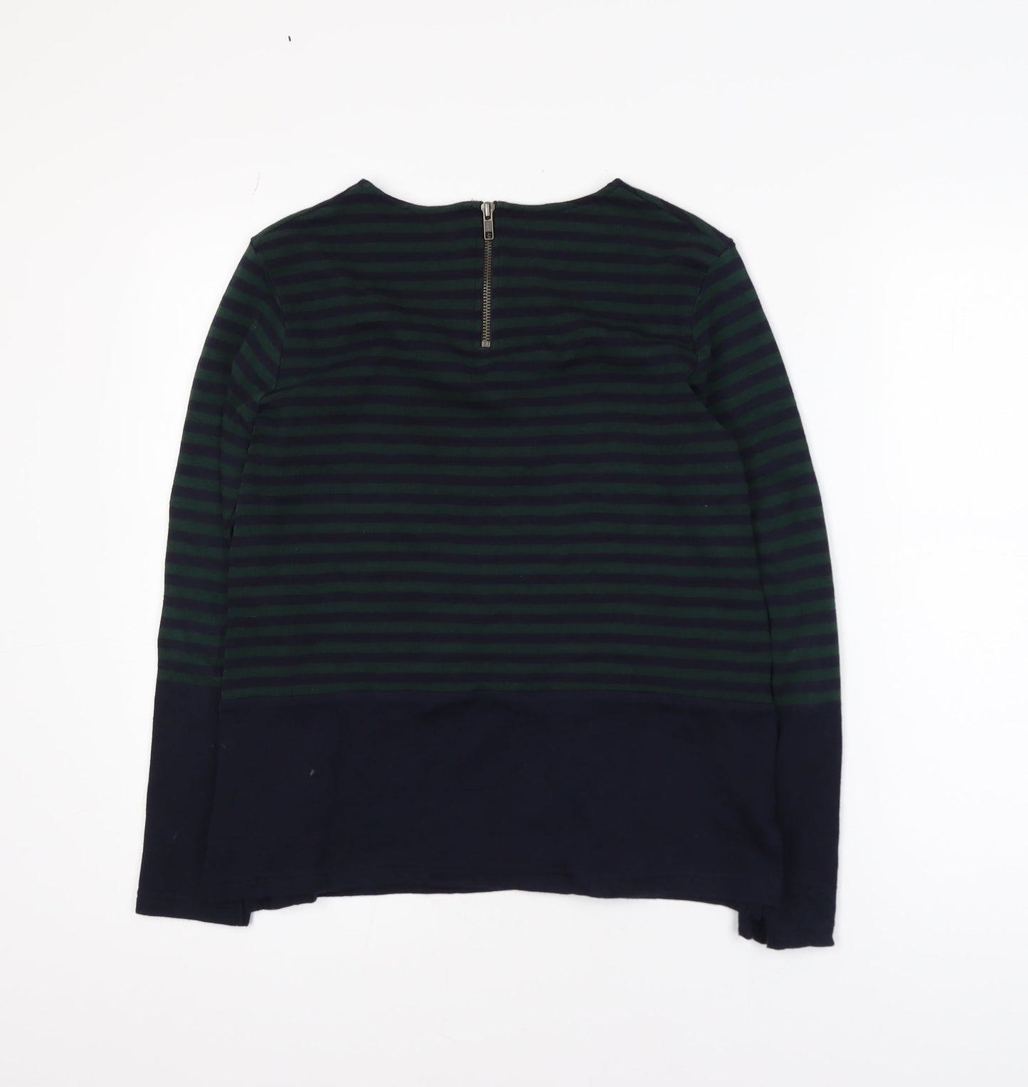 Hobbs Women’s Blue Striped Crew Neck Cotton Long Sleeve Jumper Size M