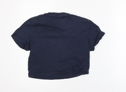 Jack Wills Womens Blue Cropped Cotton T-Shirt UK 10