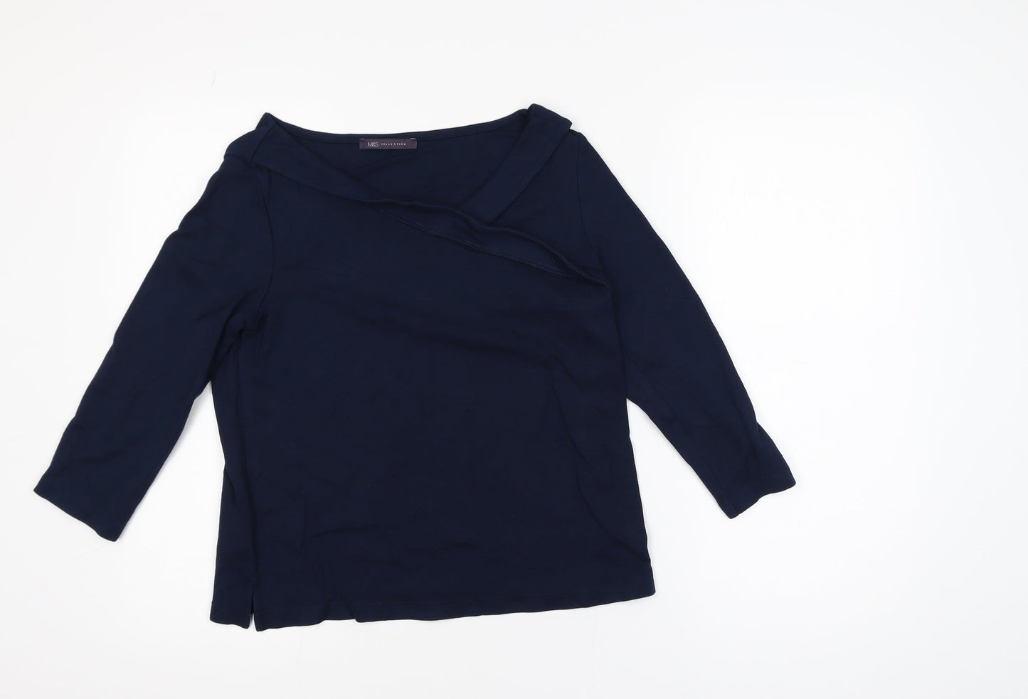 Marks and Spencer Women's Blue Boat Neck 3/4 Sleeve Blouse Size 12