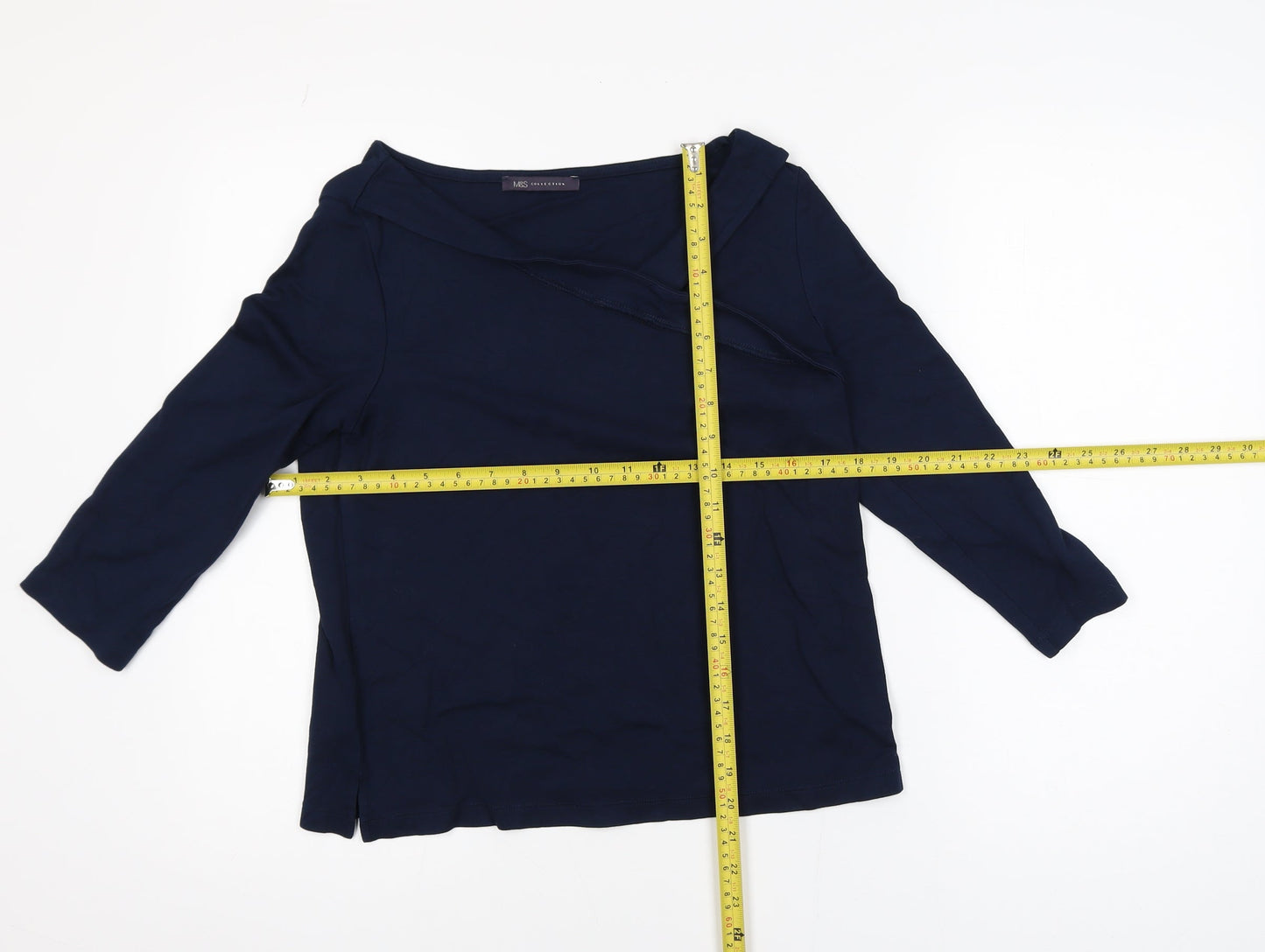Marks and Spencer Women's Blue Boat Neck 3/4 Sleeve Blouse Size 12