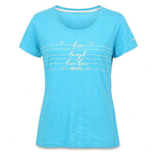 Front view of Regatta unisex blue xl graphic outdoor cotton t-shirt