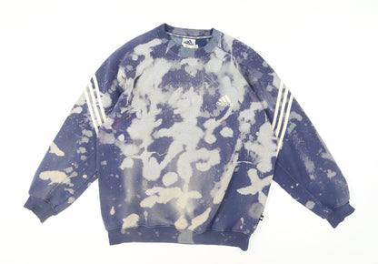 Adidas Men's Blue Bleached Graphic Pullover Sweatshirt M