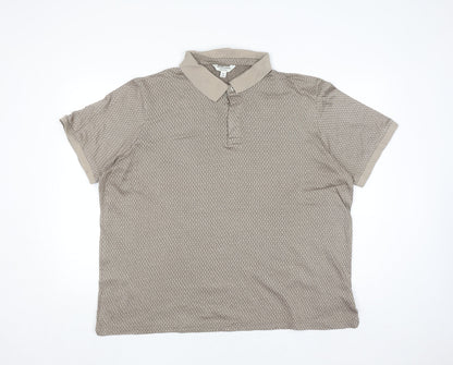 Marks and Spencer Autograph Men's Beige 3XL Geometric Cotton Polo Shirt