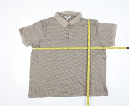 Marks and Spencer Autograph Men's Beige 3XL Geometric Cotton Polo Shirt