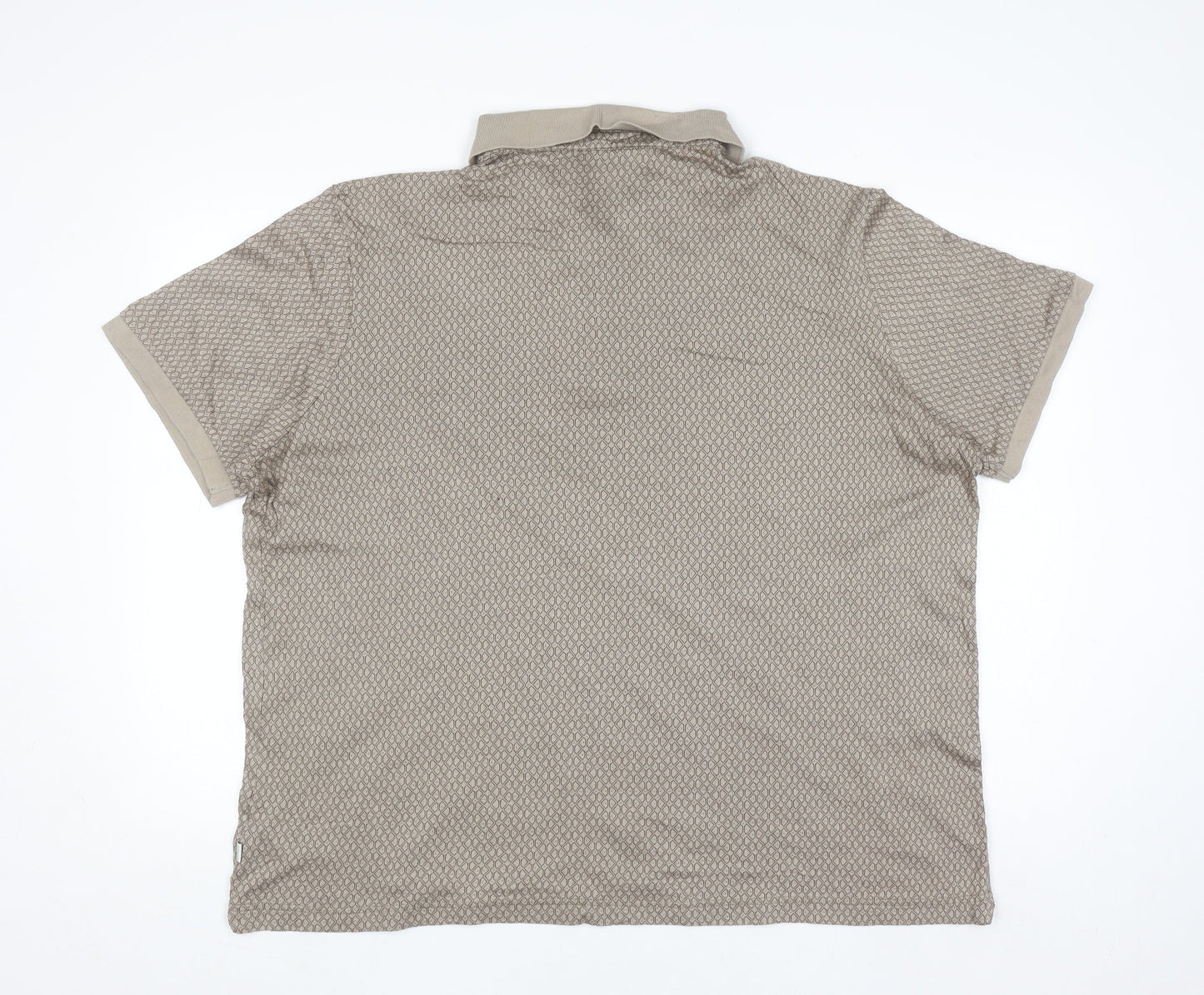 Marks and Spencer Autograph Men's Beige 3XL Geometric Cotton Polo Shirt