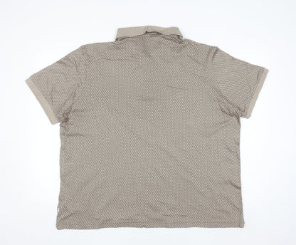 Marks and Spencer Autograph Men's Beige 3XL Geometric Cotton Polo Shirt