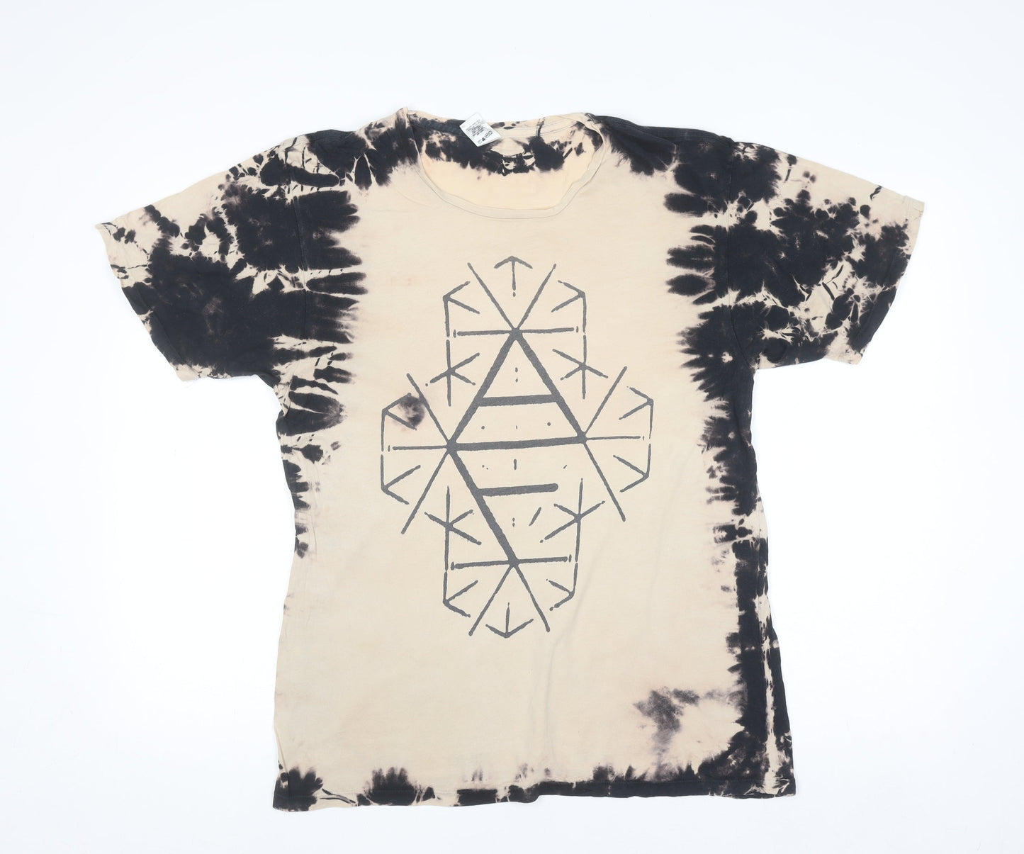 Arcade Fire Men’s Beige Tie-Dye Band Graphic Cotton T-Shirt M