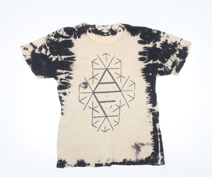 Arcade Fire Men’s Beige Tie-Dye Band Graphic Cotton T-Shirt M