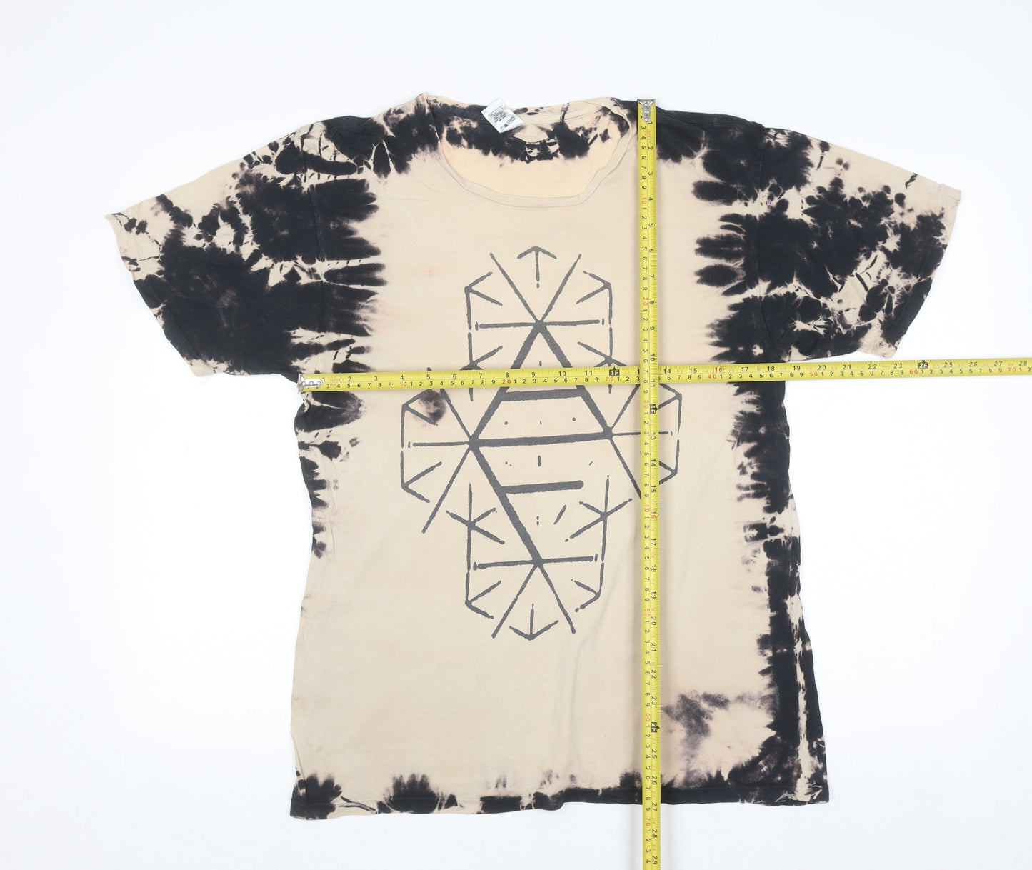 Arcade Fire Men’s Beige Tie-Dye Band Graphic Cotton T-Shirt M