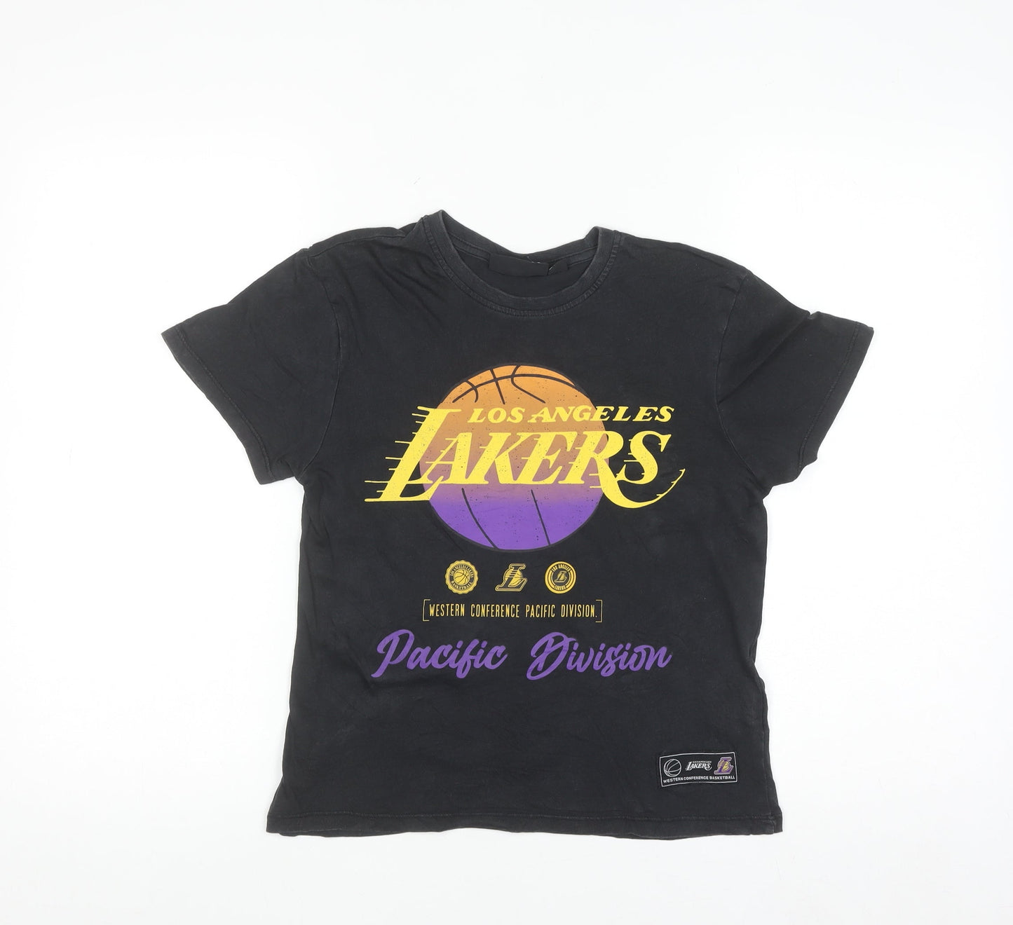 NBA Boys Black Los Angeles Lakers Graphic Print Cotton T-Shirt 8-9 Years