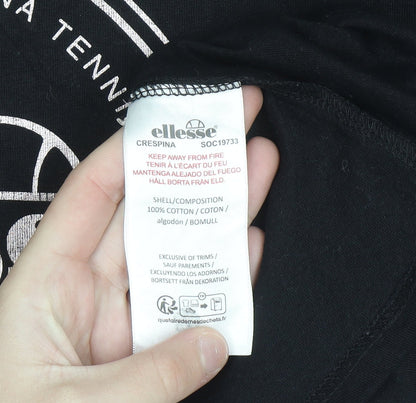 Ellesse Men's Black Short Sleeve Cotton Logo T-Shirt Size S
