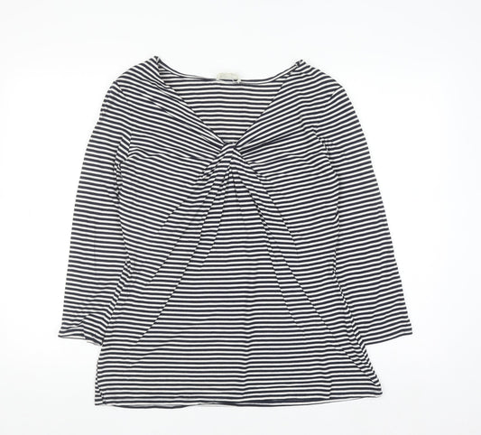Linea Women’s Black Striped 3/4 Sleeve V-Neck Jersey Top XL